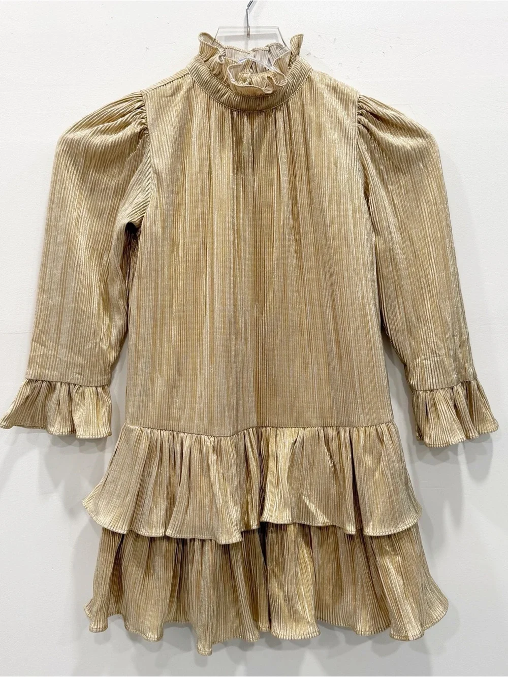 Janie and Jack Gold The Twinkle and Shine Dress Metallic Plisse Tiered Ruffle 7